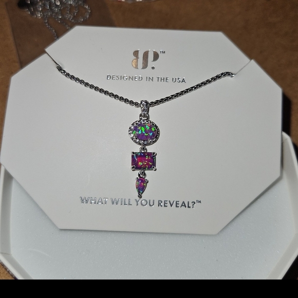 BP Amethyst Fire Opal 3 pc. Set: Necklace, Earrings, & Ring size 7